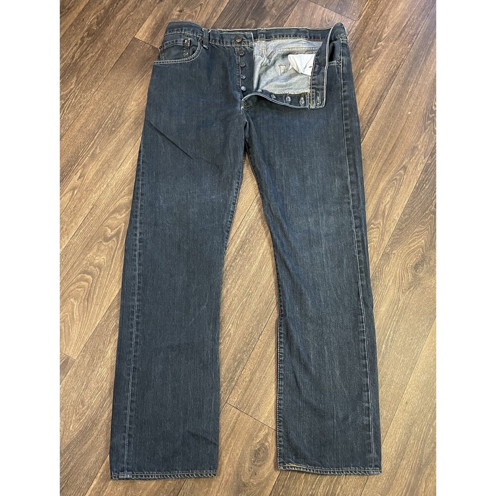 Levis Jeans Men 38x34 Blue 501 Button Fly Regular Straight Dark Wash Denim Pant